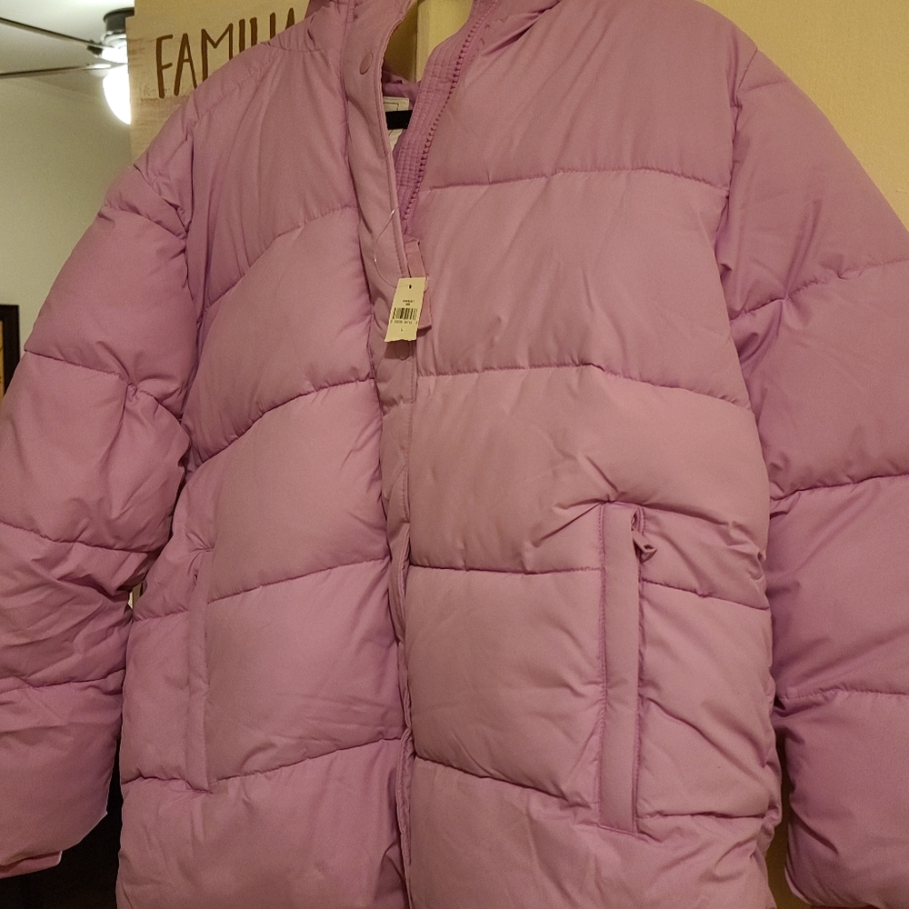 Pink puffer jacket